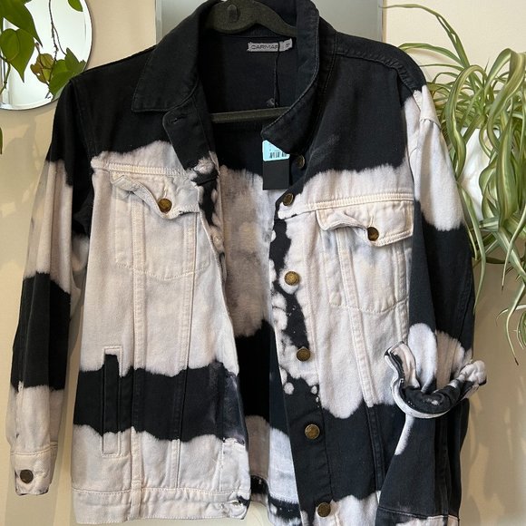 LF Black and White Dyed Jean Jacket - Picture 1 of 3